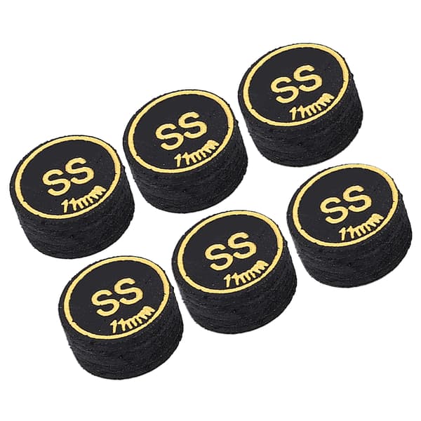 6 STK. Flerlags PU Billardkø-spidser til udskiftning, sorte billardspil, 11 mm