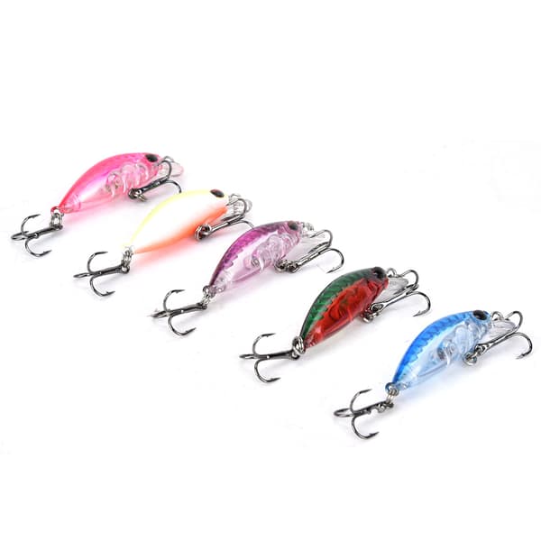 5 kpl Mini Minnow ABS-tekokaloja terävällä kolmihaarakoukulla - Kalastustarvike