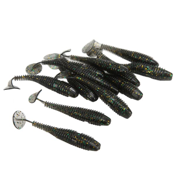 12 stk. blød T-hale PVC-agn 70mm/2,9g kunstig ormeagn Flash Grå