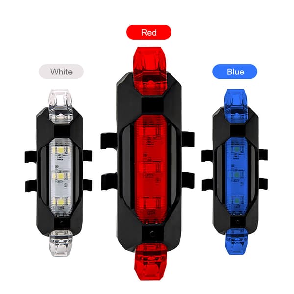 Oppladbar USB LED Sykkelbaklykt, 4 Moduser, 160mAh Batteri, Vanntett