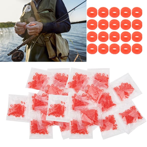100 elastiske gummiposer for fiskesluk, terminalutstyr 3x1mm rød