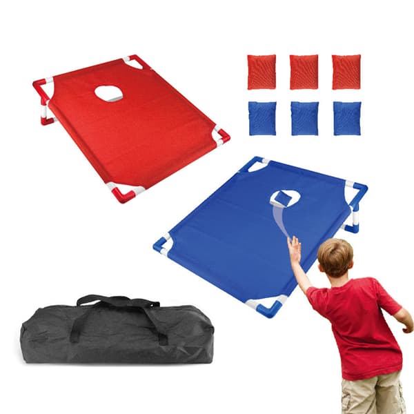 Bärbart Cornhole-spelset med spelbräde, 6 majspåsar och bärväska för trädgårdskastspel