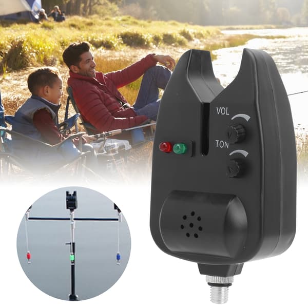 Fiskelarm med LED-indikator och hörbart larm, justerbar volym för EU-spöhållare
