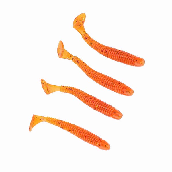 50 STK Bløde Fiskelokker 5 cm T-hale Orange Orm Bløde Fiskelokker