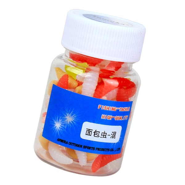 80 stk. myk plastfiskesluk kunstig maggot 2 cm myk agn