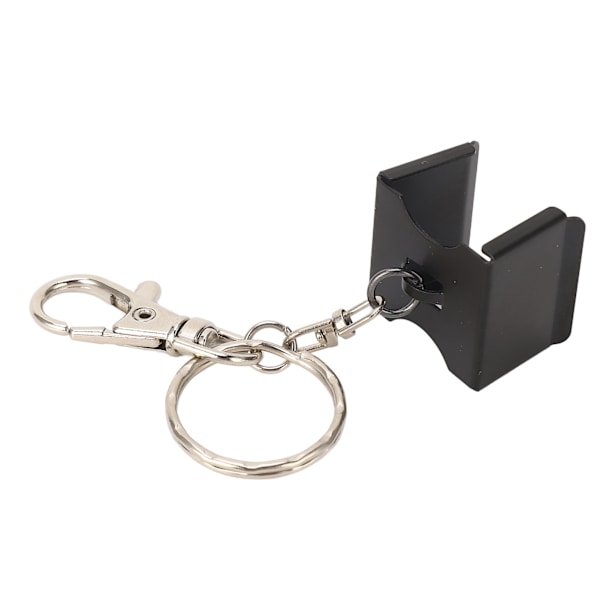Billardkridtholder med nøglering, rustfrit stål, smudsafvisende, sort klips