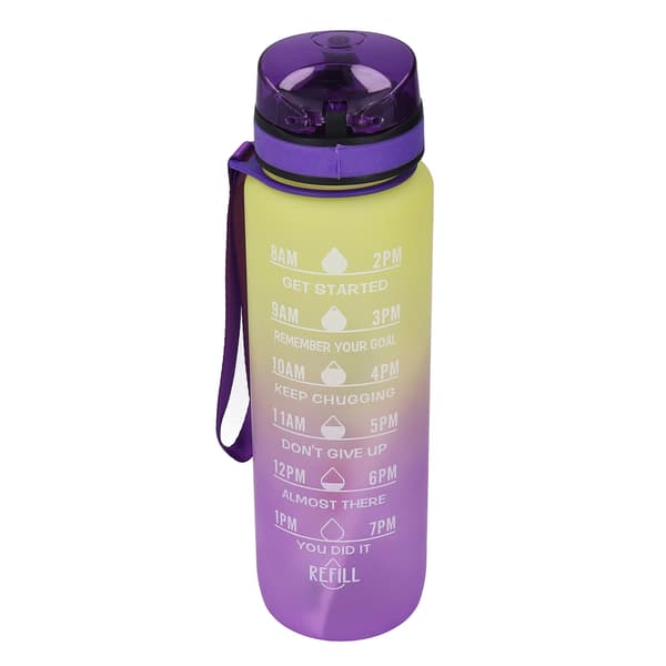 1000 ml Gradient Lila Bärbar Sportvattenflaska med Timer och Armband