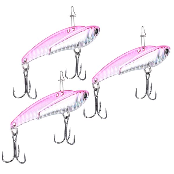 3 STK Kunstig Metall Fiskesluk Synkende Vibrasjon Hardt Agn Rosa