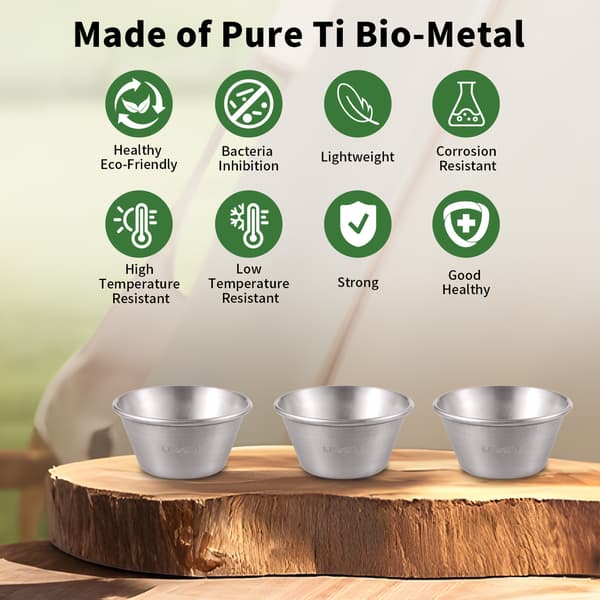 Mini Titanium Vinglas, Letvægt til Camping, Picnics, Sake, Whisky, 9g 15ml