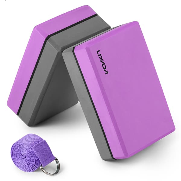 Set med 2 EVA yogablock med remmar för flexibilitet och posejustering