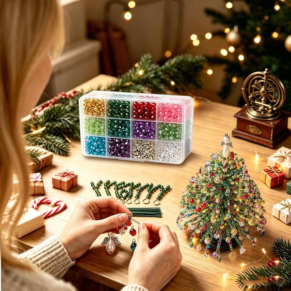 DIY-kit för pärlad julgran, 3D-julgran för bordet, grönt dekorativt pysselset
