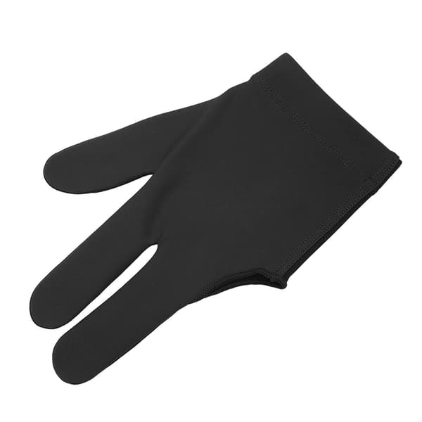 Biljardhansker, venstre hånd, polyuretanfiber, tre fingre, pustende, elastisk, middels størrelse, svart