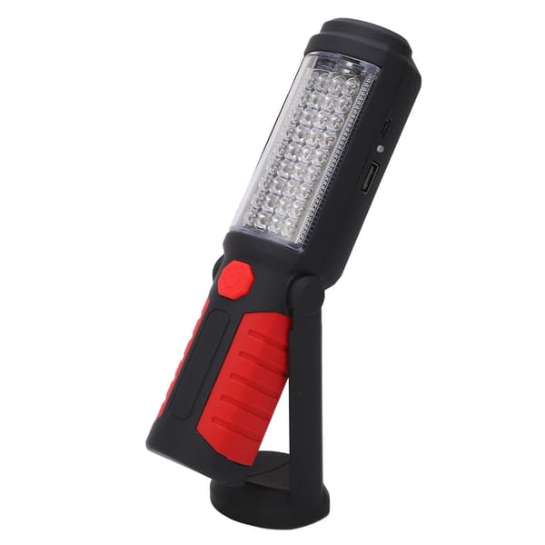 LED arbeidslommelykt med magnetisk base, 2 lysmoduser, USB oppladbar, for verksteder og garasjer, rød