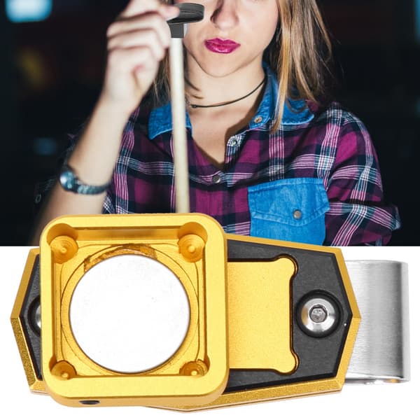 Bærbar Billard Kridtbeholder med Fast Klips, Mini Tilbehørsboks i Aluminium, Snooker Pool, Guld