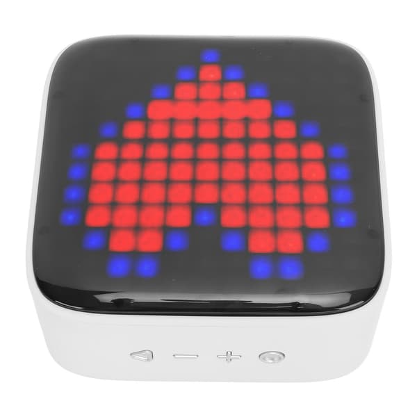 Bärbar Mini Retro Bluetooth-högtalare med färgglada LED-lampor, pixelstil, IPX6, grå