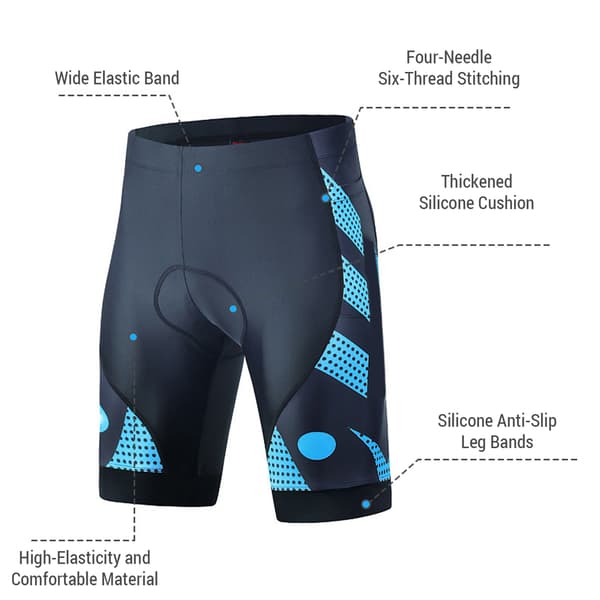 Cykelshorts til mænd med 4D-polstring, stødsikker, åndbar, hurtigtørrende.