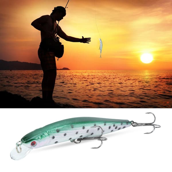 5 stk. plastminnow-sluk simulering langtkast med treblekrok #7 for fiske