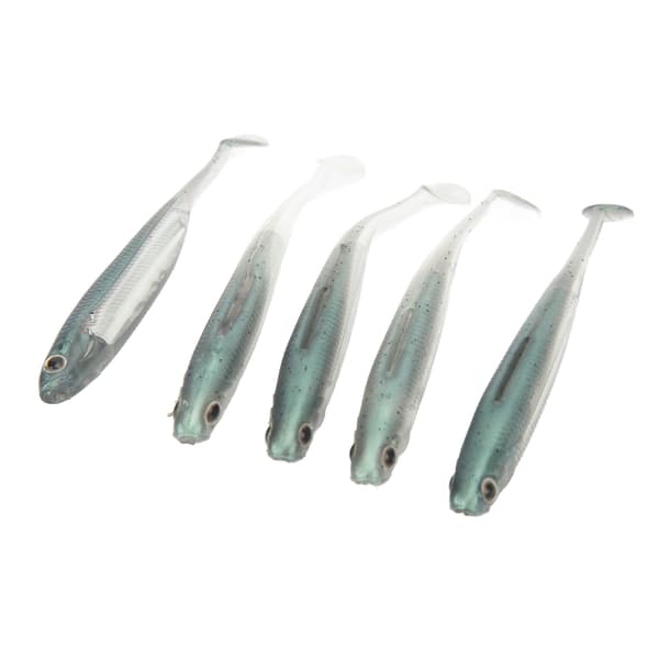 5 st mjuka silikon simulerade fiskedrag med 3D-ögon, miljövänliga, gröna
