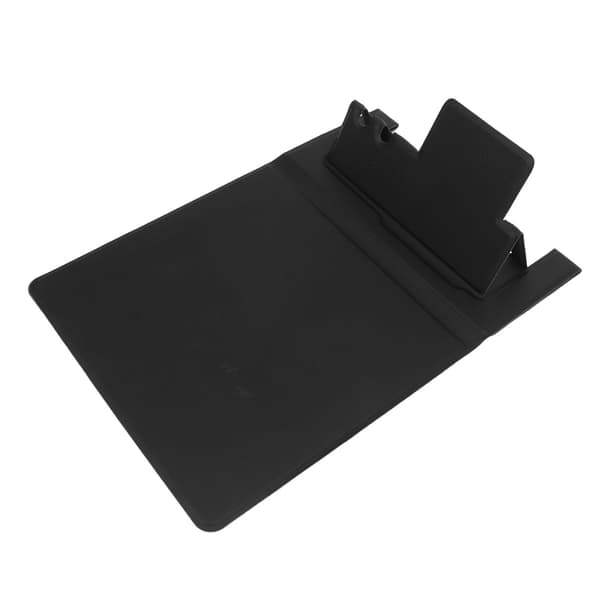 Sort USB-musemåtte med trådløs opladning og foldbar telefonholder til PC, bærbar computer og skrivebord