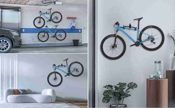 2 stk. vægbeslag til cykler, robust, pladsbesparende, til garage/lejlighed, sort