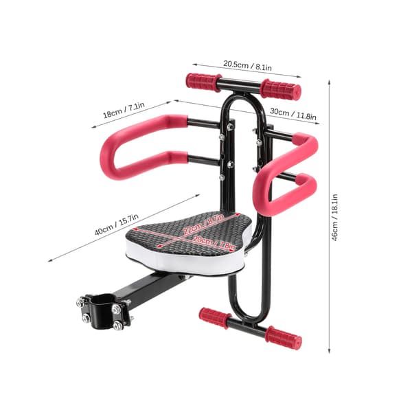 Forsæde til børnecykel med quick release, sikkerhedssæde til elcykler
