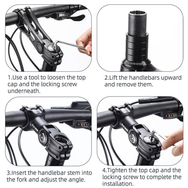 Justerbar Cykelstyrnav, 60° Vinkel, Aluminiumslegering, Riser Adapter