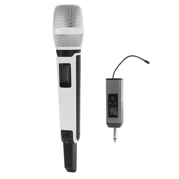 UHF trådlös mikrofon, metall, dynamisk kardioid brusreducering, för karaoke, stabil överföring, vit