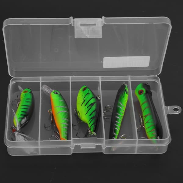 5 st fiskedrag med vassa ankare, grönt fiskeset, robust ABS-material