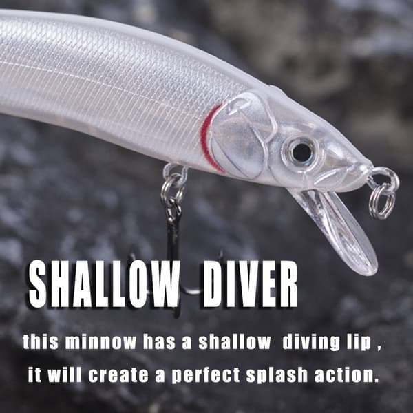 Synkende Minnow Swing Bait med 3D-øjne til basfiskeri 12cm 13.3g