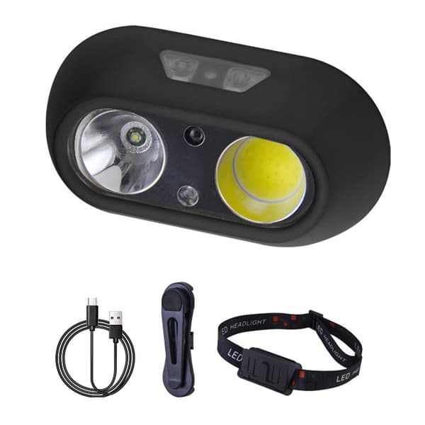 Lett vanntett USB oppladbar hodelykt med flere moduser for camping og fiske