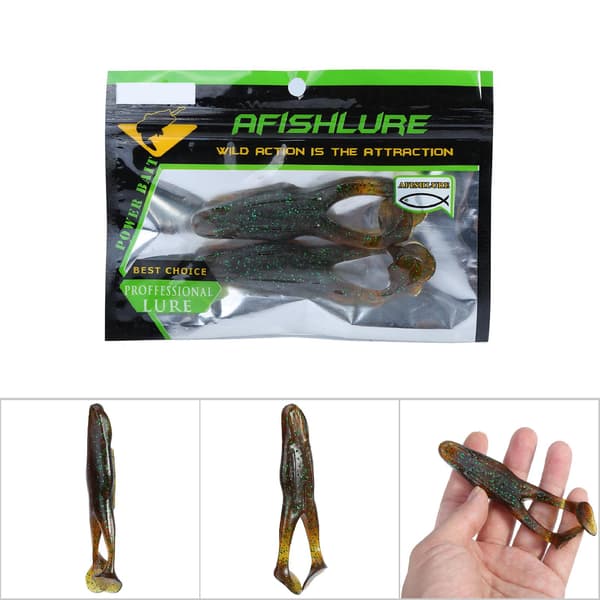 2 st verklighetstrogna grodfiskedrag 105 mm 13 g mjuka grodformade drag mörkgröna