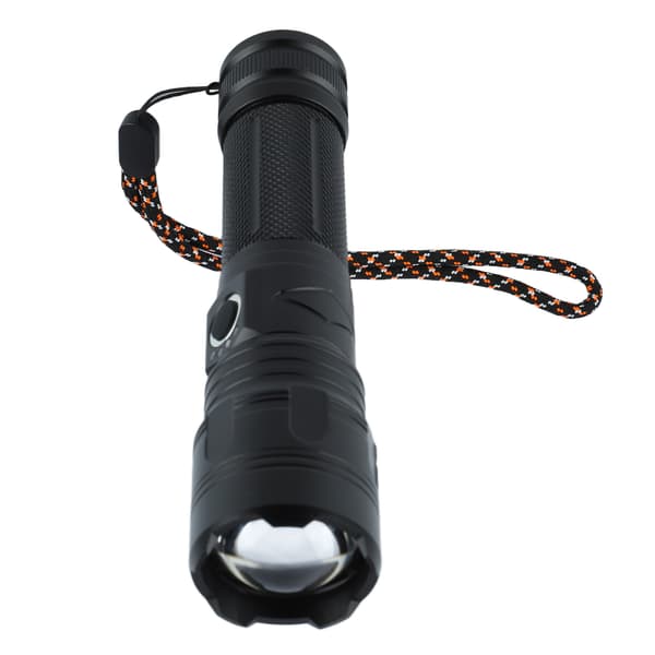 Superljus infällbar ficklampa med lång räckvidd, batteriindikator, USB, aluminium för camping utomhus