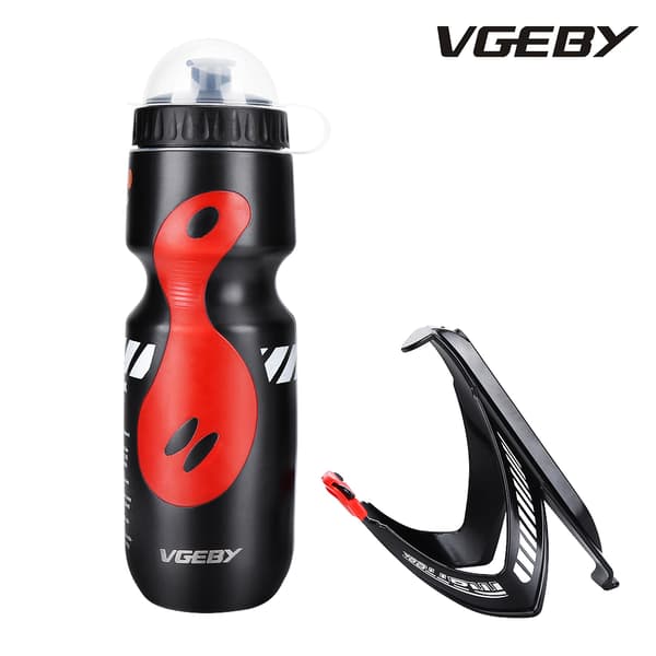 650 ml vandflaske med holder til cykling mountainbiking (sort+rød)