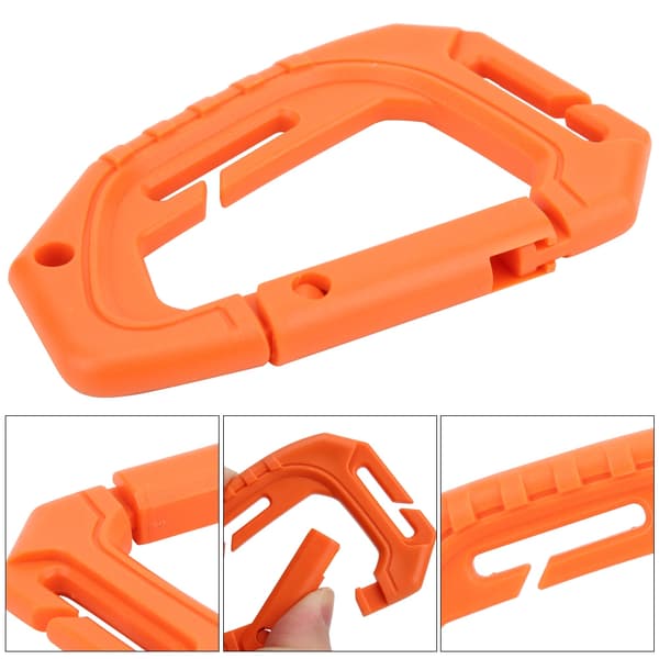 10 st D-ringkarbinhake i höghållfast plast för utomhusklättring (orange)