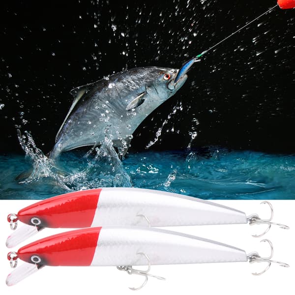 2 st sjunkande Minnow-drag med tungplatta, 3D-ögon, vass krok, ABS, #5