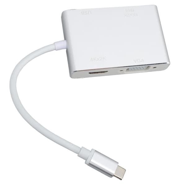4-in-1 USB-C-keskitin, Type-C–HD-multimediasovitin, DVI, VGA, USB 3.1 -liitäntä latauksella