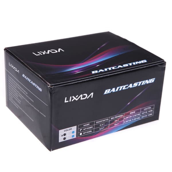 Lixada AF103 10+1BB 6.3:1 Högerhands Baitcasting Fiskerulle, Svart