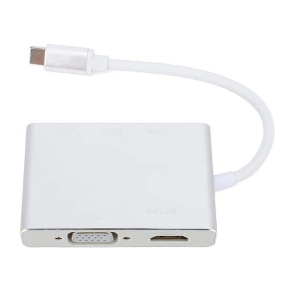 5-i-1 USB-C-hubb med USB 3.0, VGA, HD Multimedia Interface för bärbar dator, dator och mobiltelefon - Silver