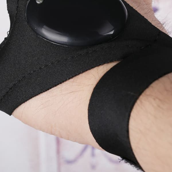 LED-fingerløse handsker med lommelygte, holdbar polyester, til natfiskeri og camping