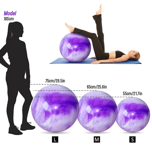 Anti-ruptur yogaboll med snabbpump för coreträning, balans och som bollstol