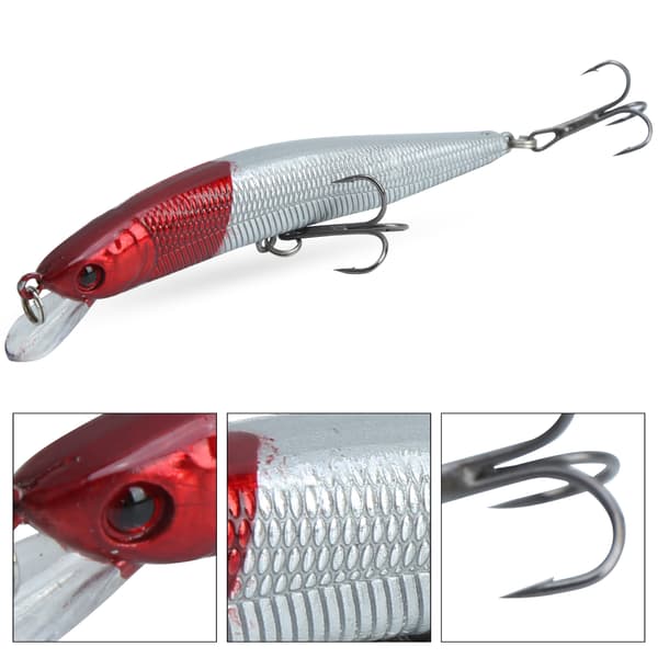 5 st plastsimulering långskott Minnow-drag med #8 trekrok för fiske