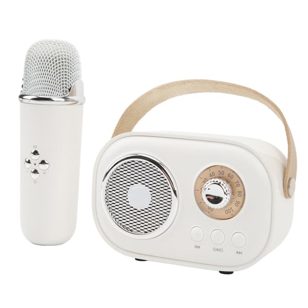Bärbar karaokemaskin med Bluetooth-högtalare och mikrofon för hemmafester - Vit