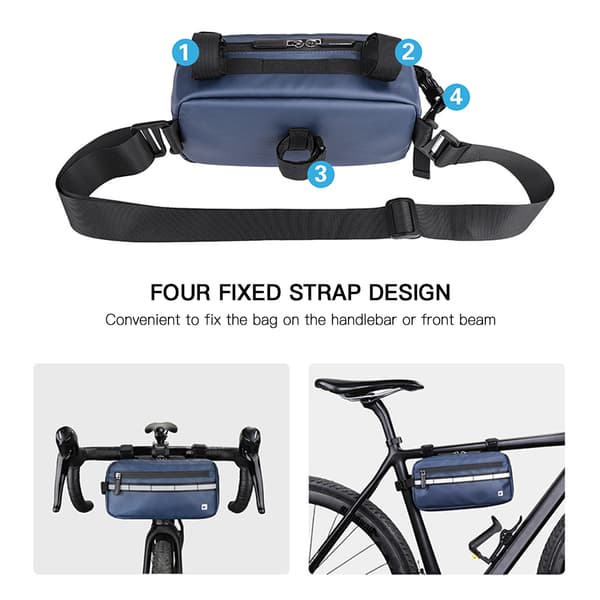 Multifunktionell 3L cykelstyrväska med axelrem och reflexband