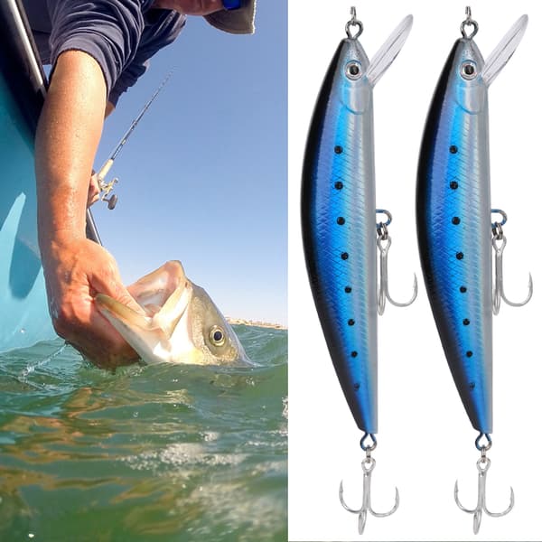 2PCS Minnow Sinking Lure med simulerad tungplatta, 3D-ögon, ABS fiskedrag #1