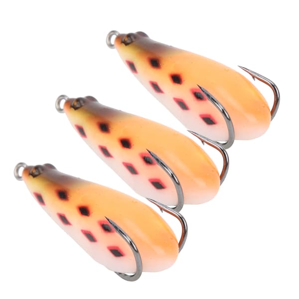 3 st/set Silikonfiskedrag Simulerat Prickigt Bete med 3D-öga och Orange Fiskskala