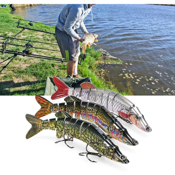 Konstgjort fiskedrag, 9 segment, 12,5 cm, 20 g, gäddrag med trekrokar