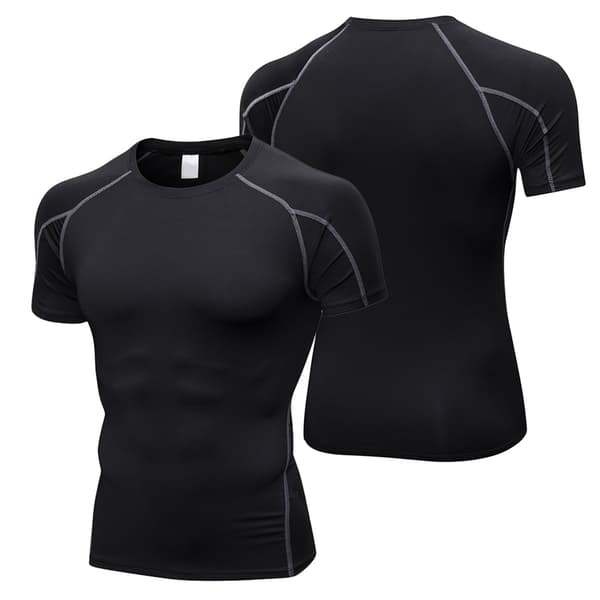 3-pack kortärmade kompressions-T-shirts för män, snabbtorkande för löpning och träning