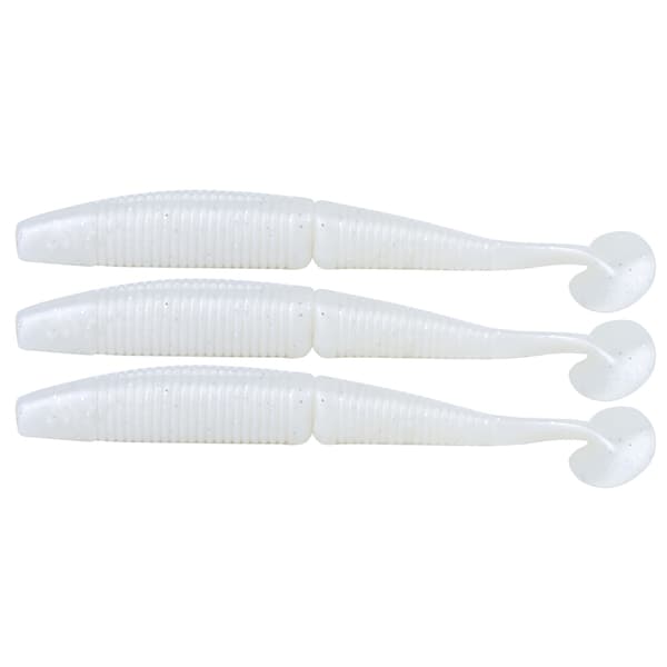 AR50 3 STK Blød Orm T-hale 120mm 10.5g Kunstig Agn Lokker Fiskeri Blanc Perle