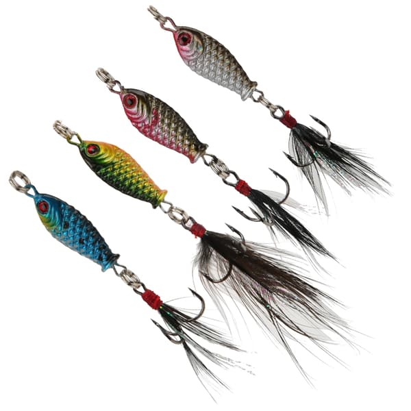 4 stk. fjeragn med krog, holdbart fisketilbehør, 5,2 g, 2,5 cm
