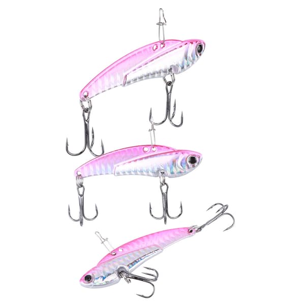 3 STK Kunstig Metall Fiskesluk Synkende Vibrasjon Hardt Agn Rosa